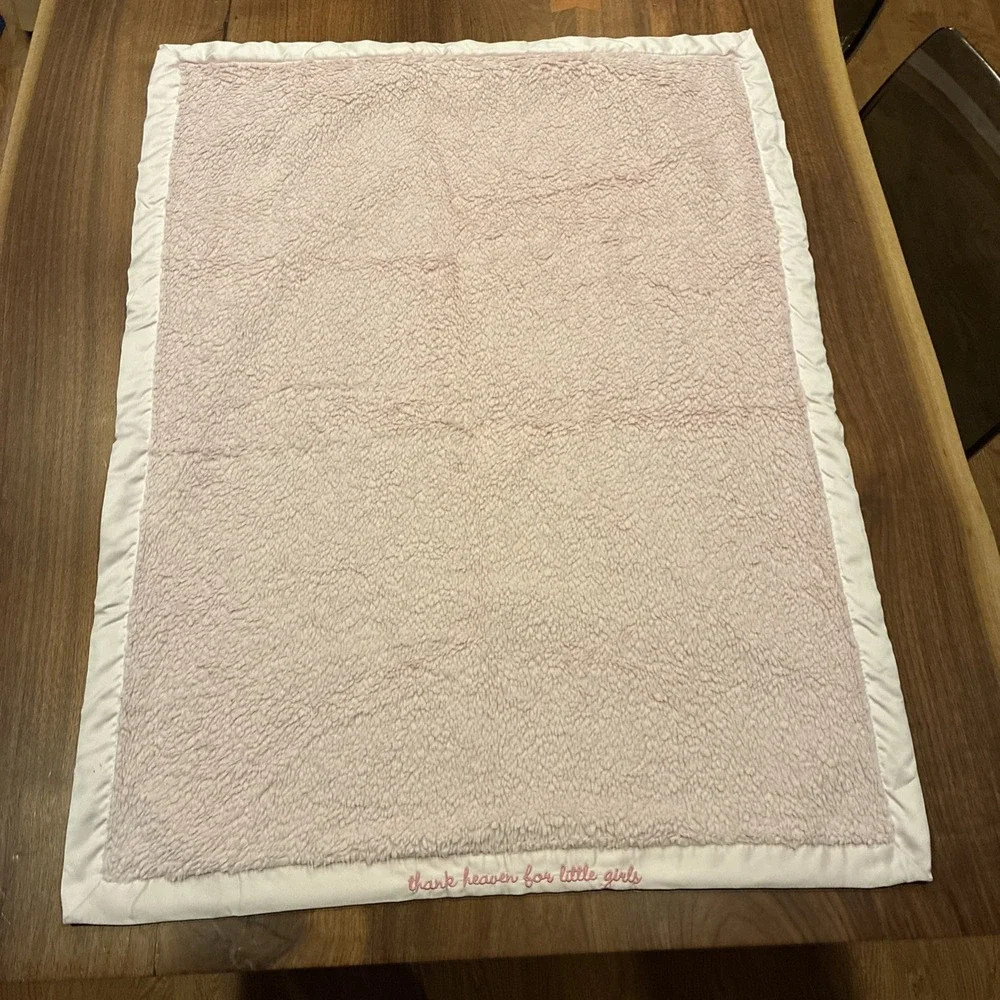 Carters Thank Heaven for Little Babies White Satin Trim Satin Back Baby Blanket